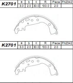 Asimco K2701 Brake shoe set K2701: Buy near me in Poland at 2407.PL - Good price!