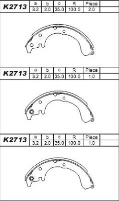 Asimco K2713 Brake shoe set K2713: Buy near me in Poland at 2407.PL - Good price!