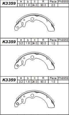 Asimco K3359 Brake shoe set K3359: Buy near me in Poland at 2407.PL - Good price!