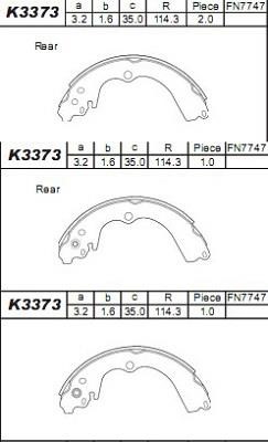 Asimco K3373 Brake shoe set K3373: Buy near me in Poland at 2407.PL - Good price!