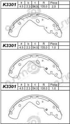 Asimco K3301 Brake shoe set K3301: Buy near me in Poland at 2407.PL - Good price!