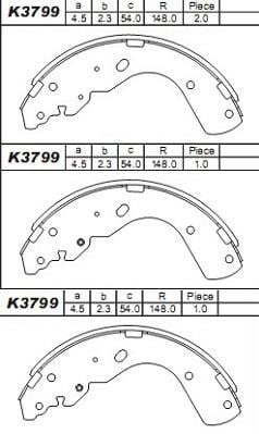Asimco K3799 Brake shoe set K3799: Buy near me in Poland at 2407.PL - Good price!
