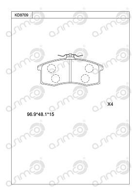 Asimco KD8709 Гальмівні колодки, комплект KD8709: Приваблива ціна - Купити у Польщі на 2407.PL!