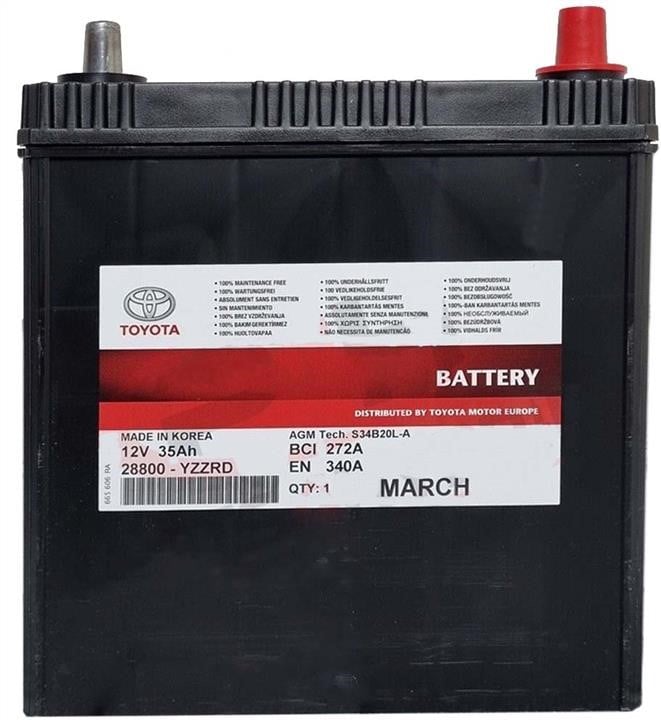 Toyota 28800-YZZRD Rechargeable battery Toyota 12V 35Ah 340A(EN) R+ 28800YZZRD: Buy near me in Poland at 2407.PL - Good price!