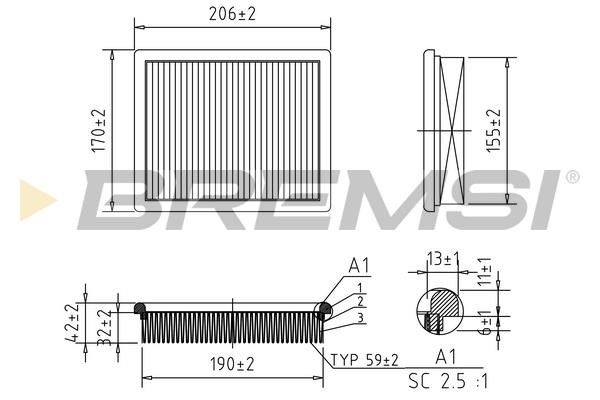 Bremsi FA0614 Air filter FA0614: Buy near me in Poland at 2407.PL - Good price!