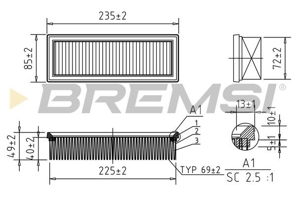 Bremsi FA1640 Filtr powietrza FA1640: Dobra cena w Polsce na 2407.PL - Kup Teraz!