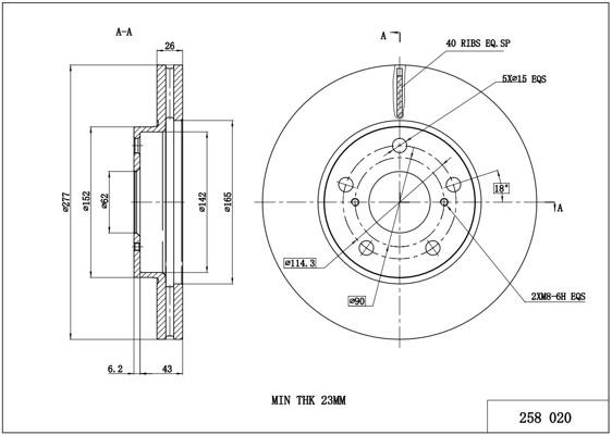 Hart 258 020 Front brake disc ventilated 258020: Buy near me in Poland at 2407.PL - Good price!