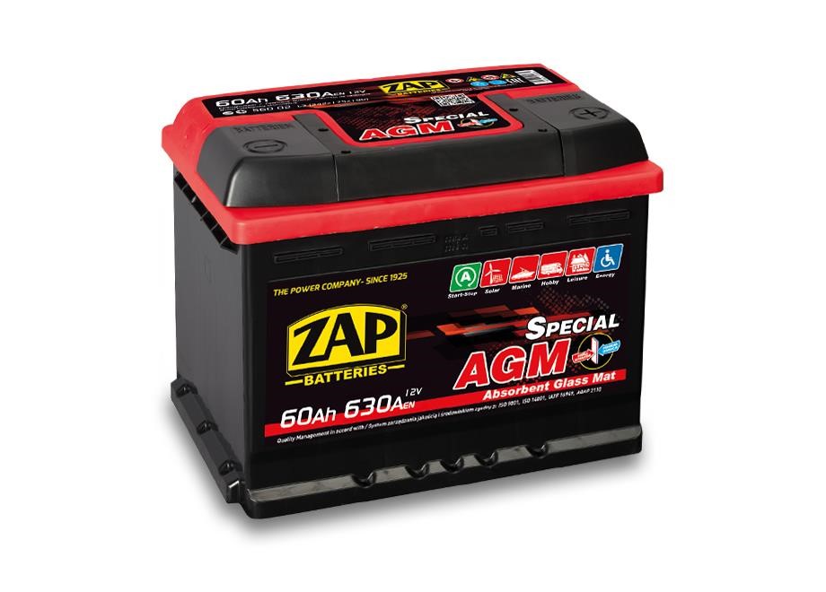 ZAP 560 02 Battery ZAP AGM Special 12V 60Ah 630(EN) R+ 56002: Buy near me in Poland at 2407.PL - Good price!