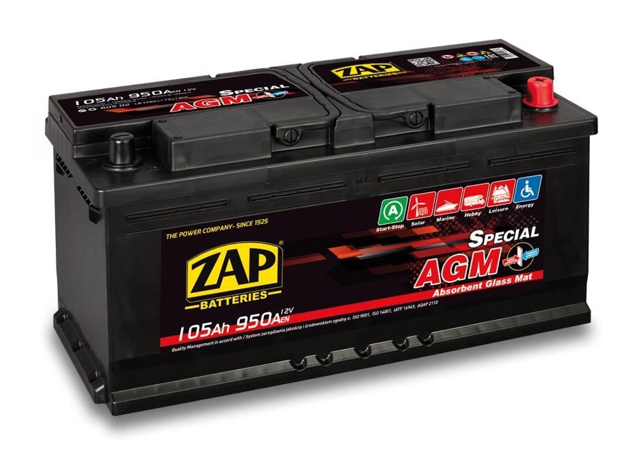 ZAP 605 02 Battery ZAP AGM Special 12V 105Ah 950(EN) R+ 60502: Buy near me in Poland at 2407.PL - Good price!