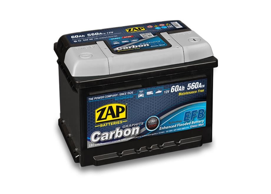 ZAP 560 08 Battery ZAP Carbon 12V 60Ah 560(EN) R+ 56008: Buy near me at 2407.PL in Poland at an Affordable price!