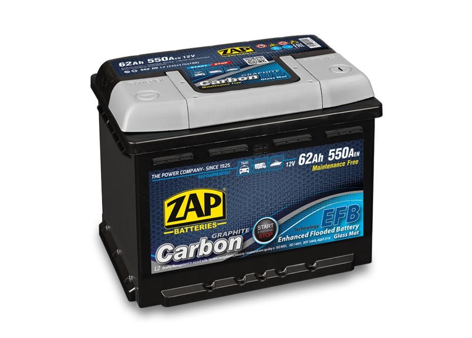 ZAP 562 05 Battery ZAP Carbon 12V 62Ah 550(EN) R+ 56205: Buy near me at 2407.PL in Poland at an Affordable price!
