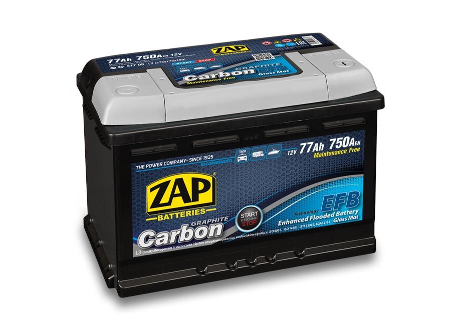 ZAP 577 05 Battery ZAP Carbon 12V 77Ah 750(EN) R+ 57705: Buy near me in Poland at 2407.PL - Good price!