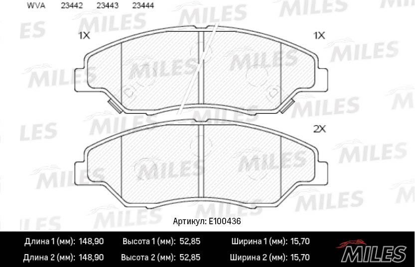 Miles E100436 Brake Pad Set, disc brake E100436: Buy near me in Poland at 2407.PL - Good price!