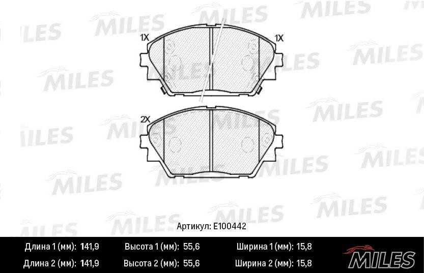 Miles E100442 Тормозные колодки дисковые, комплект E100442: Отличная цена - Купить в Польше на 2407.PL!