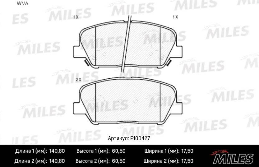 Miles E100427 Brake Pad Set, disc brake E100427: Buy near me in Poland at 2407.PL - Good price!