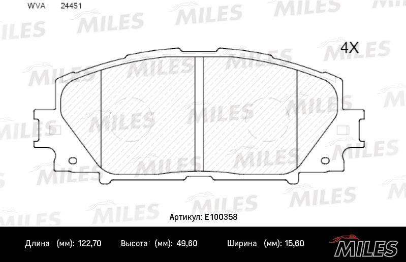 Miles E100358 Brake Pad Set, disc brake E100358: Buy near me in Poland at 2407.PL - Good price!