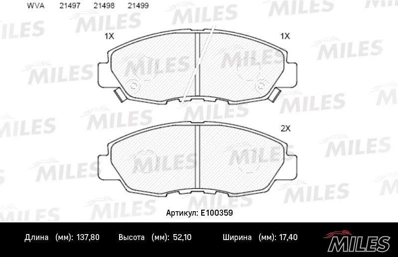 Miles E100359 Scheibenbremsbeläge, Set E100359: Kaufen Sie zu einem guten Preis in Polen bei 2407.PL!