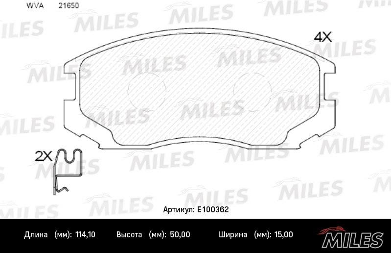 Miles E100362 Brake Pad Set, disc brake E100362: Buy near me in Poland at 2407.PL - Good price!