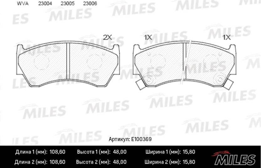 Miles E100369 Brake Pad Set, disc brake E100369: Buy near me in Poland at 2407.PL - Good price!