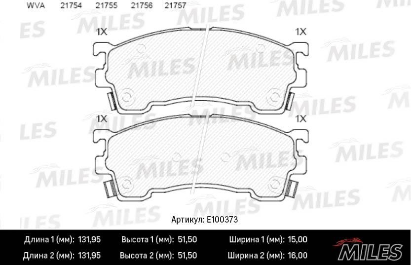 Miles E100373 Brake Pad Set, disc brake E100373: Buy near me in Poland at 2407.PL - Good price!