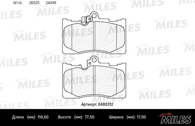 Miles E400312 Тормозные колодки дисковые, комплект E400312: Отличная цена - Купить в Польше на 2407.PL!