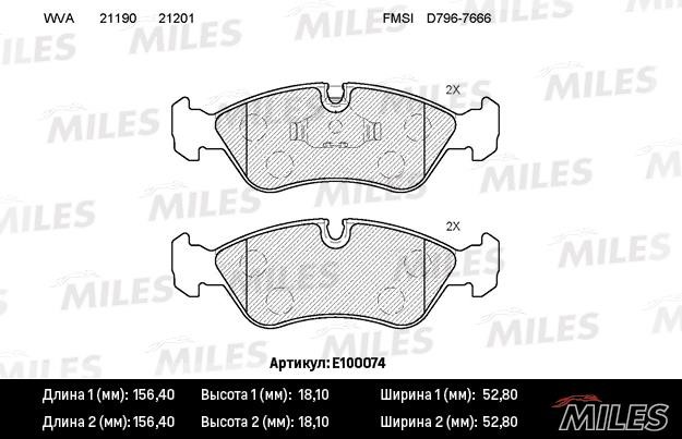 Miles E100074 Disc brake pad set E100074: Buy near me in Poland at 2407.PL - Good price!
