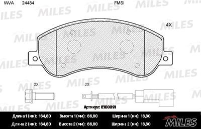 Miles E100091 Тормозные колодки, комплект E100091: Отличная цена - Купить в Польше на 2407.PL!