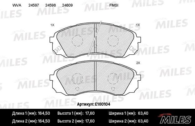 Miles E100104 Disc brake pad set E100104: Buy near me in Poland at 2407.PL - Good price!