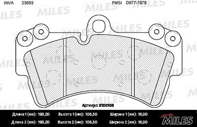 Miles E100106 Disc brake pad set E100106: Buy near me in Poland at 2407.PL - Good price!