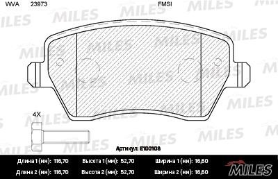 Miles E100108 Disc brake pad set E100108: Buy near me in Poland at 2407.PL - Good price!