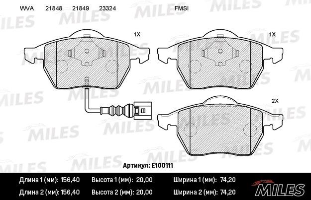 Miles E100111 Disc brake pad set E100111: Buy near me in Poland at 2407.PL - Good price!