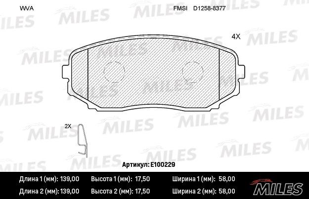 Miles E100229 Disc brake pad set E100229: Buy near me in Poland at 2407.PL - Good price!