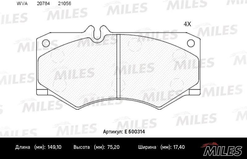 Miles E500314 Brake Pad Set, disc brake E500314: Buy near me in Poland at 2407.PL - Good price!