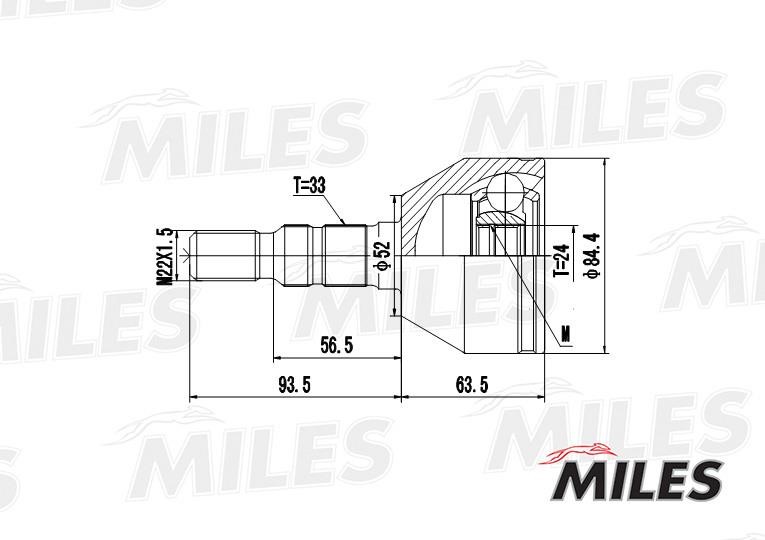 Шарнир равных угловых скоростей (ШРУС) Miles GA20345