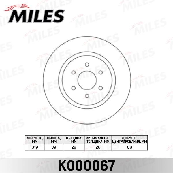 Miles K000067 Front brake disc ventilated K000067: Buy near me in Poland at 2407.PL - Good price!
