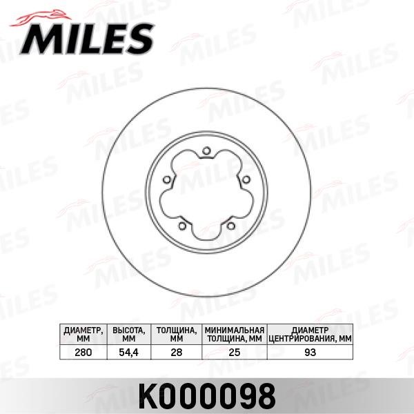 Miles K000098 Front brake disc ventilated K000098: Buy near me in Poland at 2407.PL - Good price!