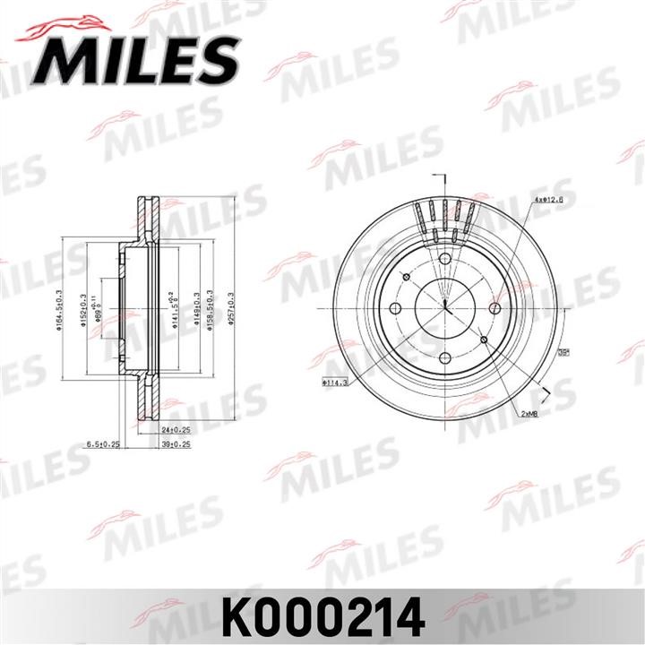 Miles K000214 Front brake disc ventilated K000214: Buy near me in Poland at 2407.PL - Good price!