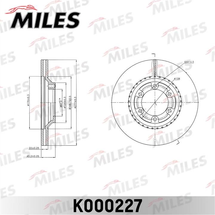 Miles K000227 Front brake disc ventilated K000227: Buy near me in Poland at 2407.PL - Good price!
