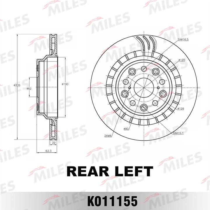 Miles K011155 Тормозной диск задний вентилируемый K011155: Отличная цена - Купить в Польше на 2407.PL!