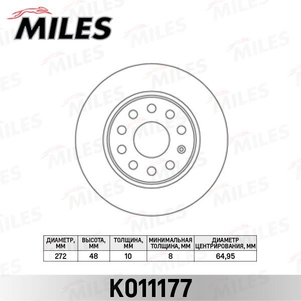 Miles K011177 Rear brake disc, non-ventilated K011177: Buy near me in Poland at 2407.PL - Good price!