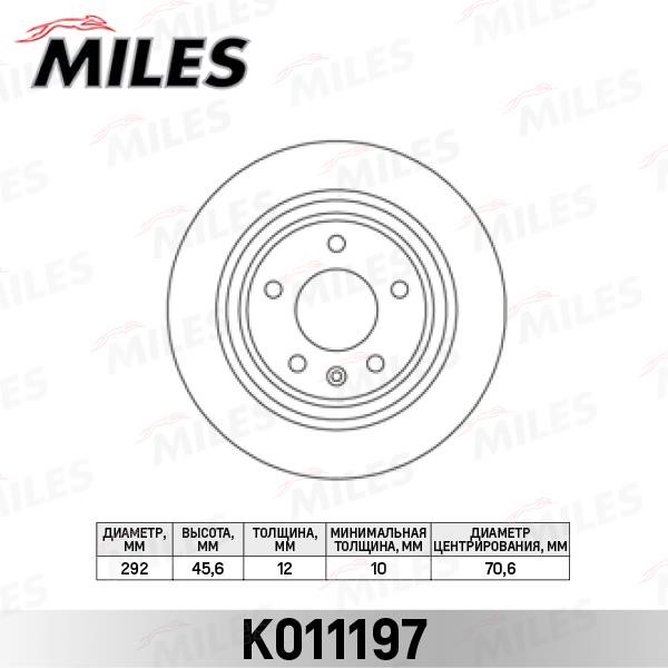 Miles K011197 Rear brake disc, non-ventilated K011197: Buy near me in Poland at 2407.PL - Good price!