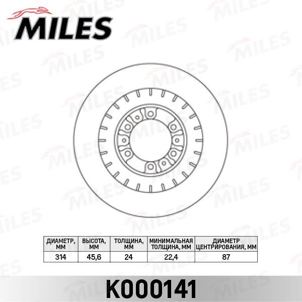 Miles K000141 Тормозной диск передний вентилируемый K000141: Отличная цена - Купить в Польше на 2407.PL!