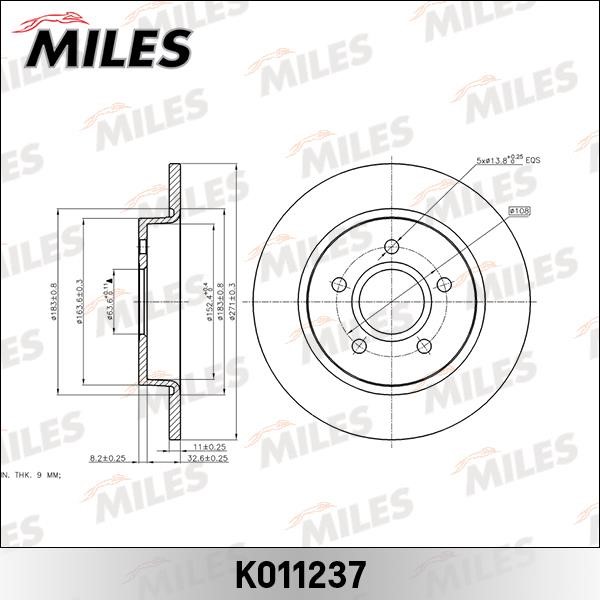 Miles K011237 Тормозной диск задний невентилируемый K011237: Отличная цена - Купить в Польше на 2407.PL!
