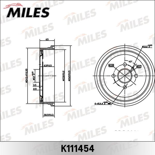 Miles K111454 Тормозной барабан задний K111454: Отличная цена - Купить в Польше на 2407.PL!