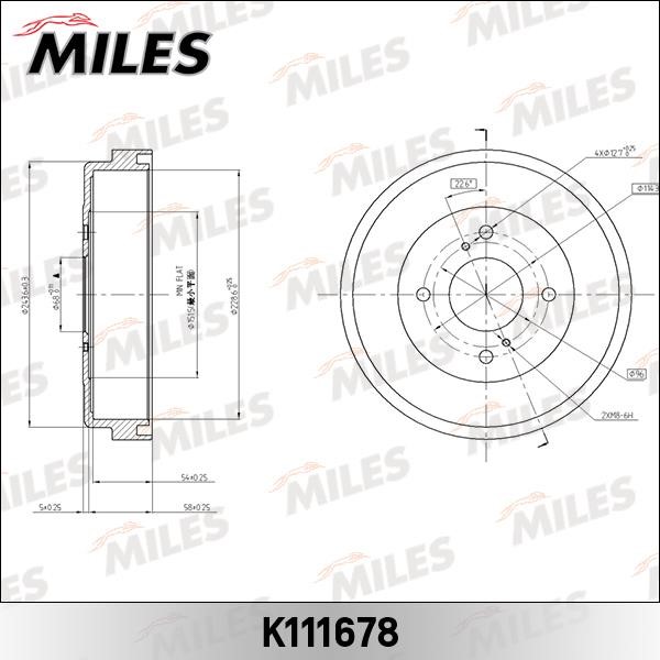 Miles K111678 Brake drum K111678: Buy near me in Poland at 2407.PL - Good price!