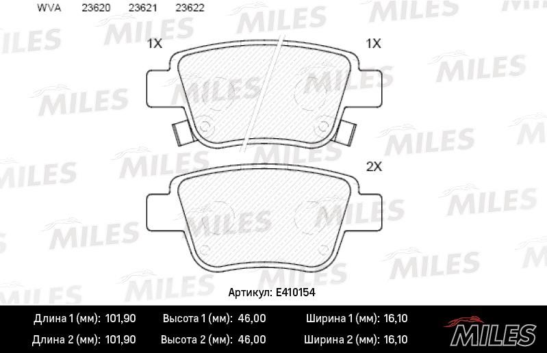 Miles E410154 Гальмівні колодки, комплект E410154: Приваблива ціна - Купити у Польщі на 2407.PL!