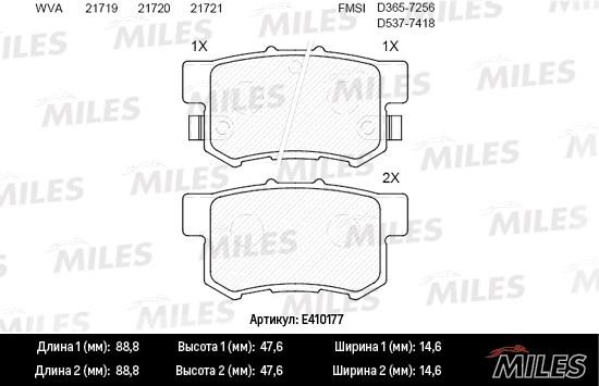 Miles E410177 Brake Pad Set, disc brake E410177: Buy near me in Poland at 2407.PL - Good price!