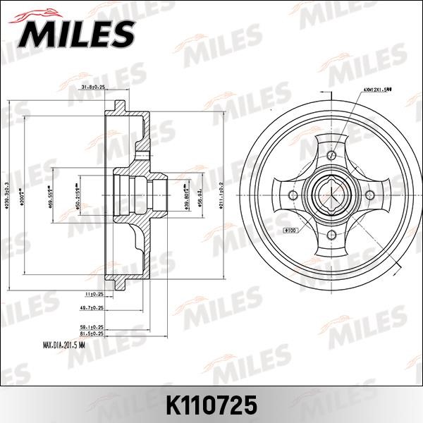 Miles K110725 Тормозной барабан K110725: Отличная цена - Купить в Польше на 2407.PL!