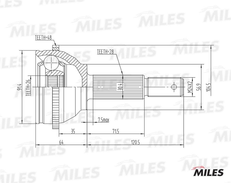 Miles GA20124 Шарнир равных угловых скоростей (ШРУС) GA20124: Отличная цена - Купить в Польше на 2407.PL!