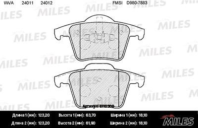 Miles E110300 Brake Pad Set, disc brake E110300: Buy near me in Poland at 2407.PL - Good price!